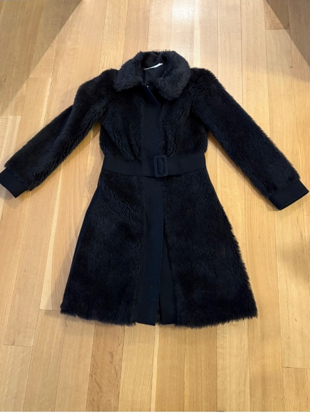 OScar De La Renta Runway Faux Fur Black Coat size S